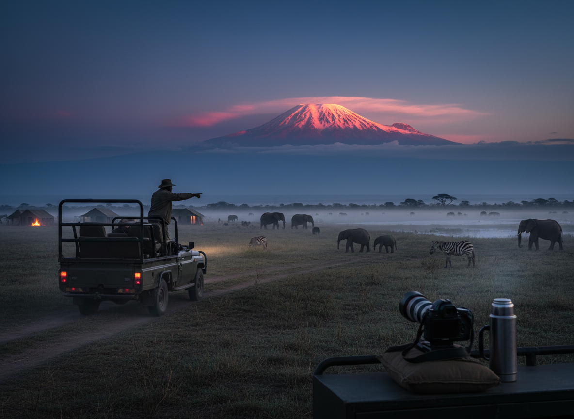 Best Time of Day to See Kilimanjaro from Amboseli