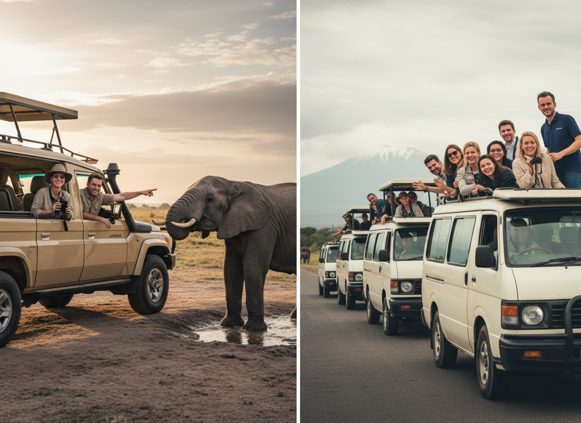 Private vs Shared Vehicle in Amboseli
