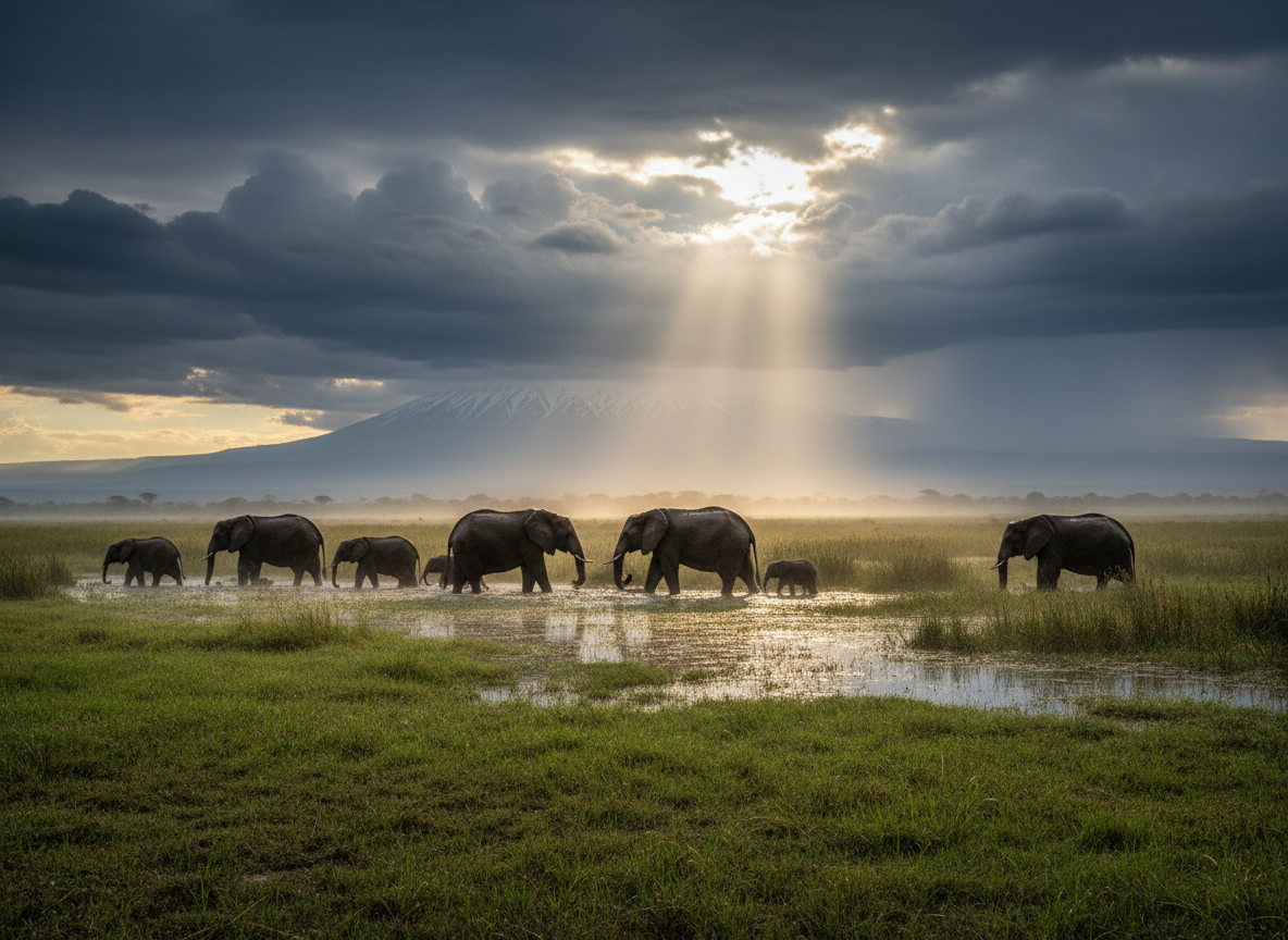 Elephants in the Rainy Season