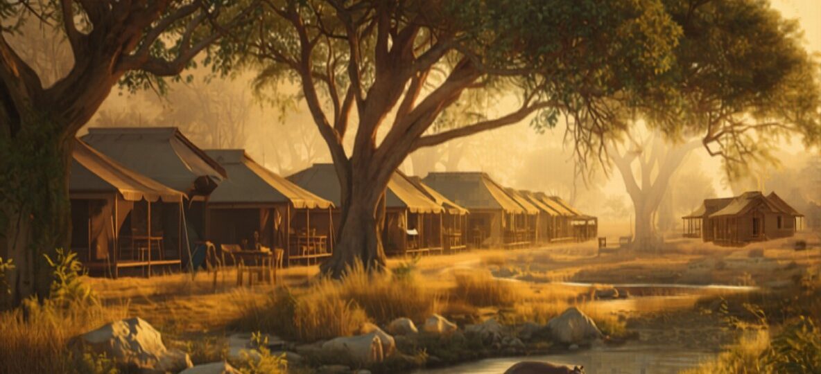 Aruba Mara Camp tented accommodation near Talek Gate with Maasai Mara plains in background