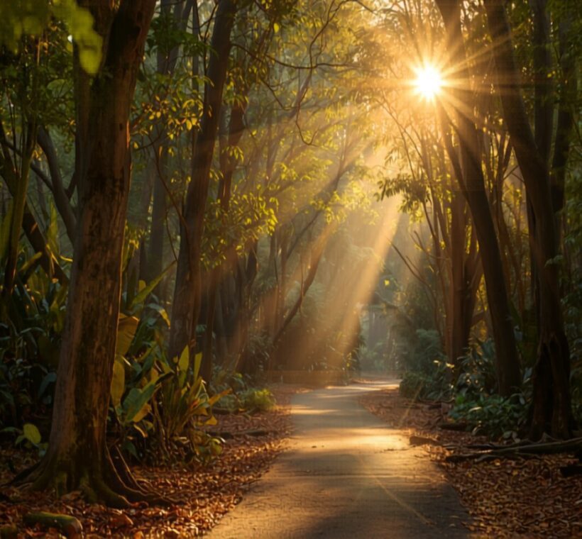 dappled light, peaceful and inviting