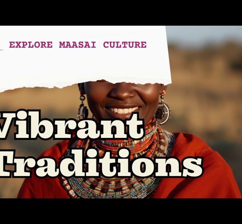 Maasai warrior with vivid red shuka draped over one shoulder — full-length portrait against savanna and acacia background