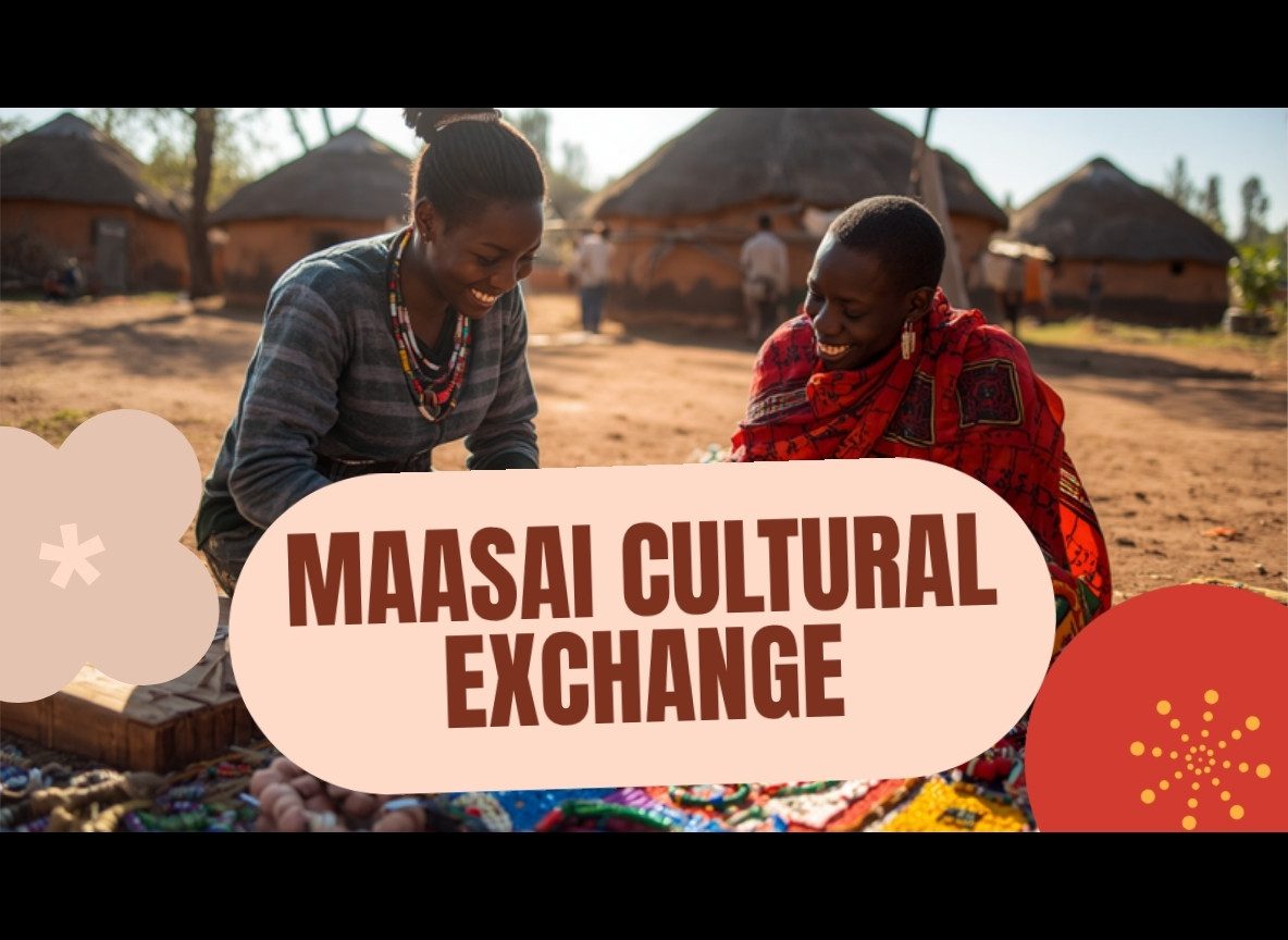 Maasai women displaying handmade beadwork jewellery β colourful layered necklaces and bracelets on a natural wood surface