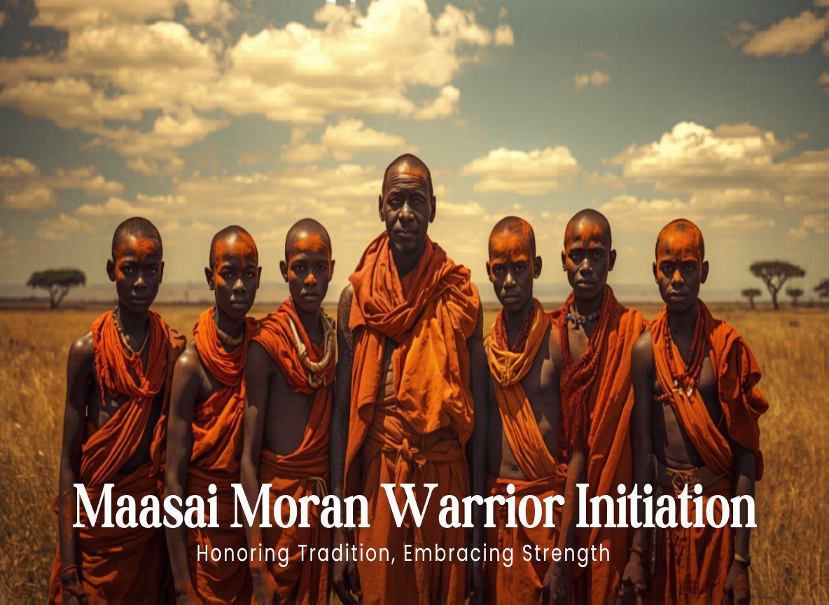 the warrior standing with spear β village compound in background