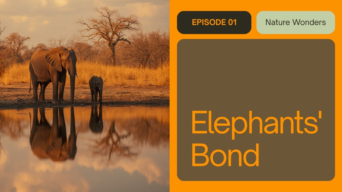 flamingos in foreground and elephant herd visible at tree line