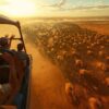 wildebeest herds visible across the grassland