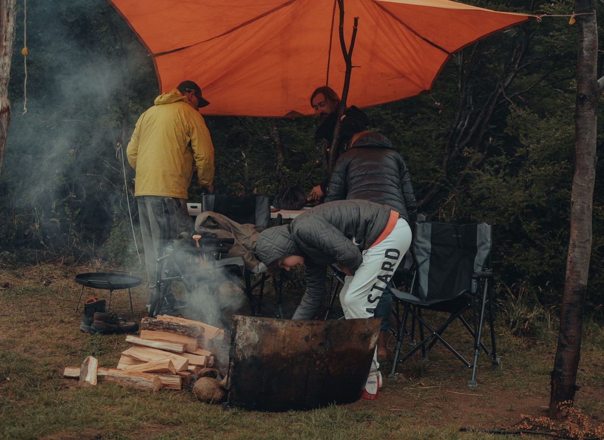 Safari camp campfire under the stars near Amboseli