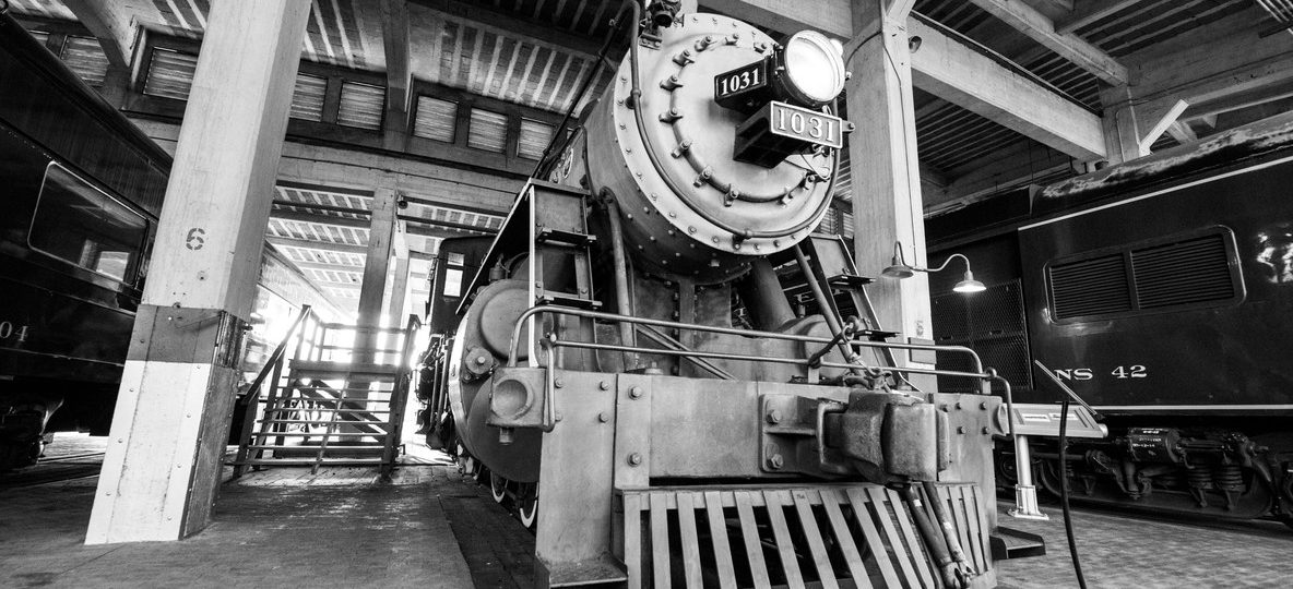 Vintage steam locomotive on display outside the Nairobi Railway Museum near Nairobi Railway Station