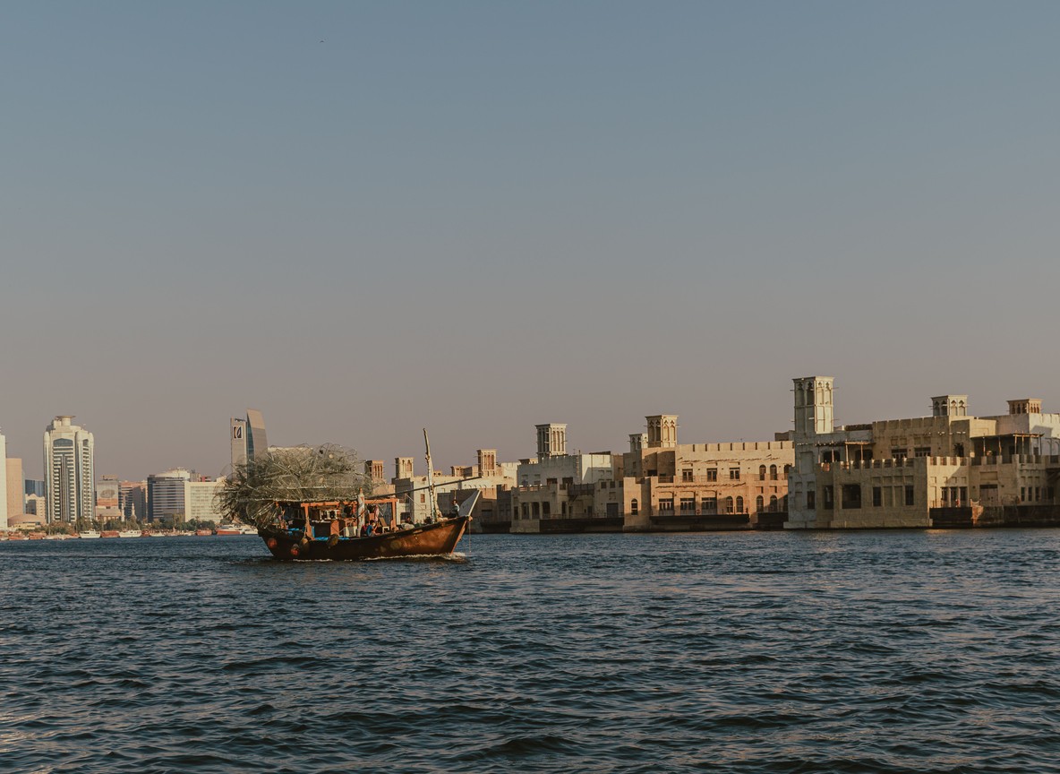 A traditional dhow boat used for marine excursions near Wasini Island off the south coast of Kenya